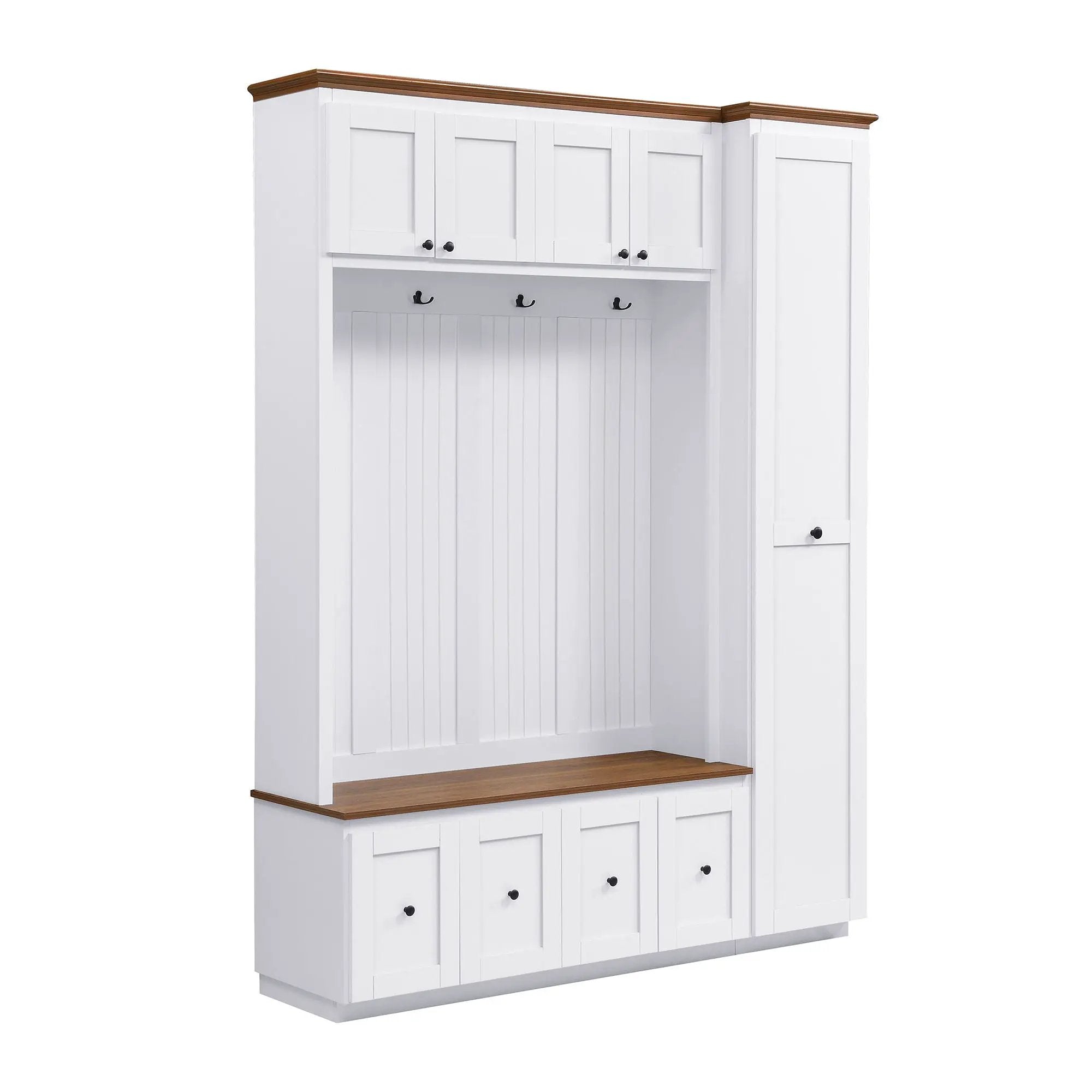 Entryway Hall Tree With Storage Bench, Coat Rack Shoe Bench With Cabinets by HouseOfZazla