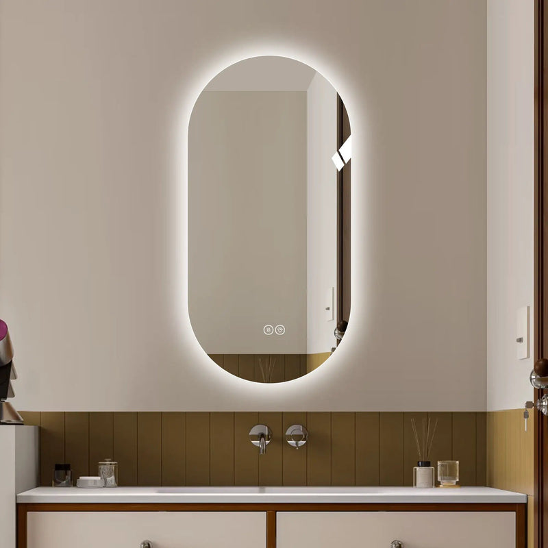 Smart Wall Mounted LED Touch Screen Mirror With Anti-Fog Function And Adjustable Lighting by Unique Piece Furniture