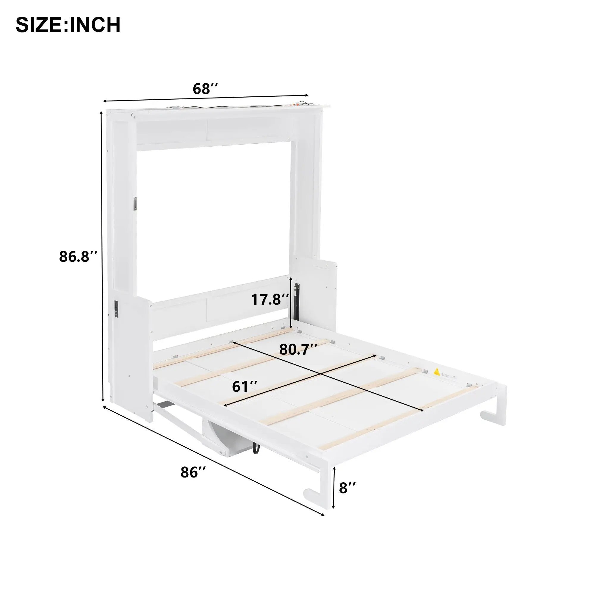 Murphy Bed With Desk, LED Lights & USB Charging Station by HouseOfZazla