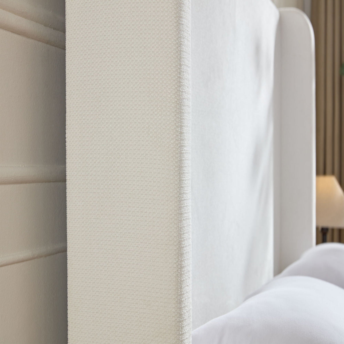 Tall Headboard Upholstered Bed with No Box Spring Needed - Cream, photo 21 of 40