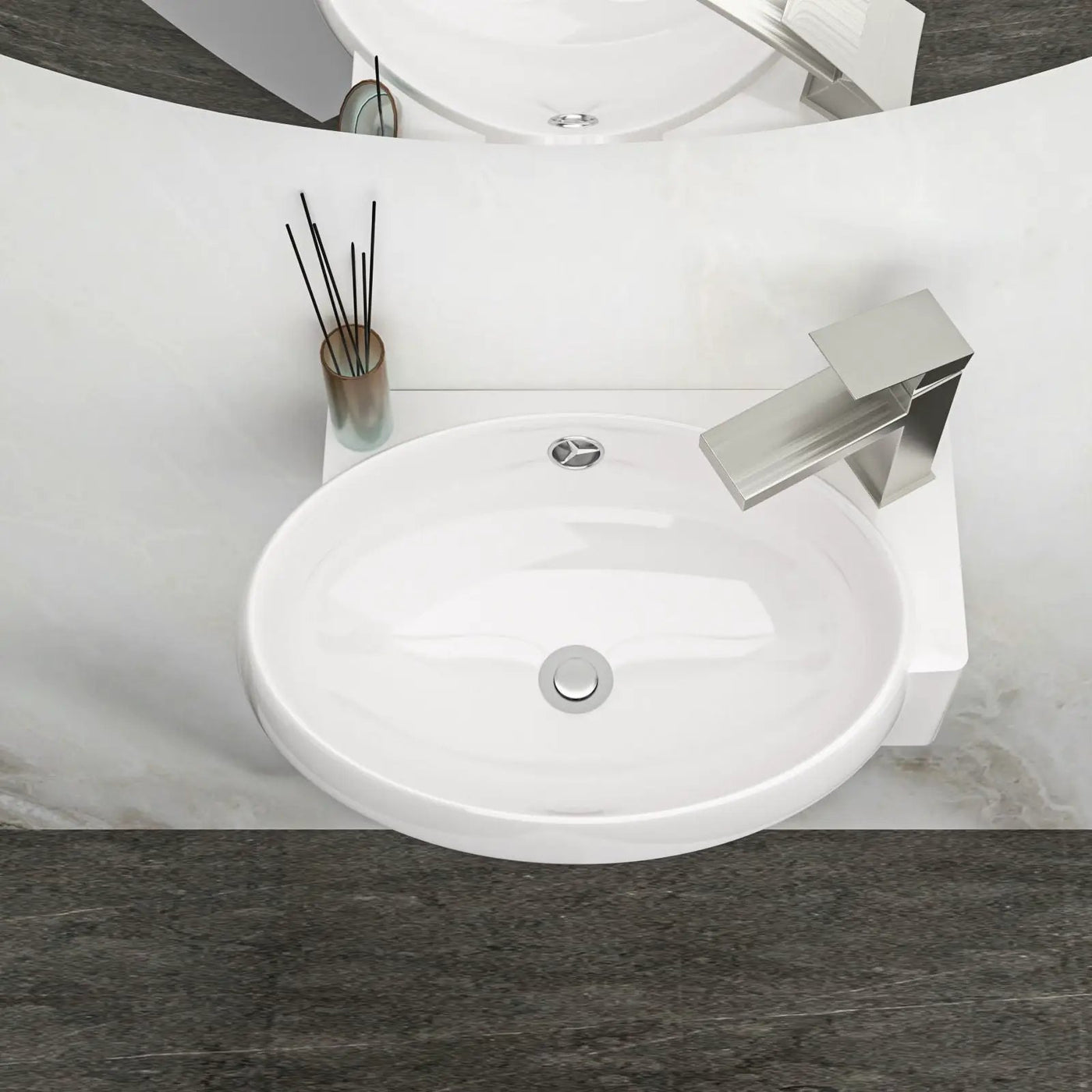Modern Aesthetic Rectangle Wall Mount Bathroom Sink With Single Faucet Hole by HouseOfZazla