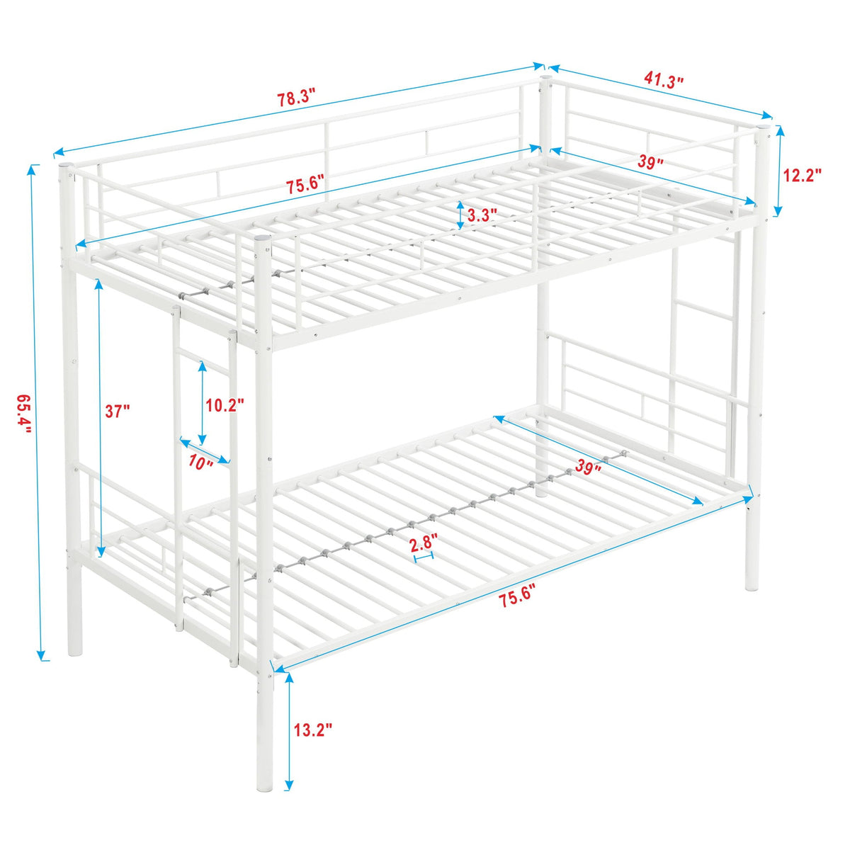 Twin Over Twin Metal Bunk Bed with Trundle - Black, photo 10 of 16