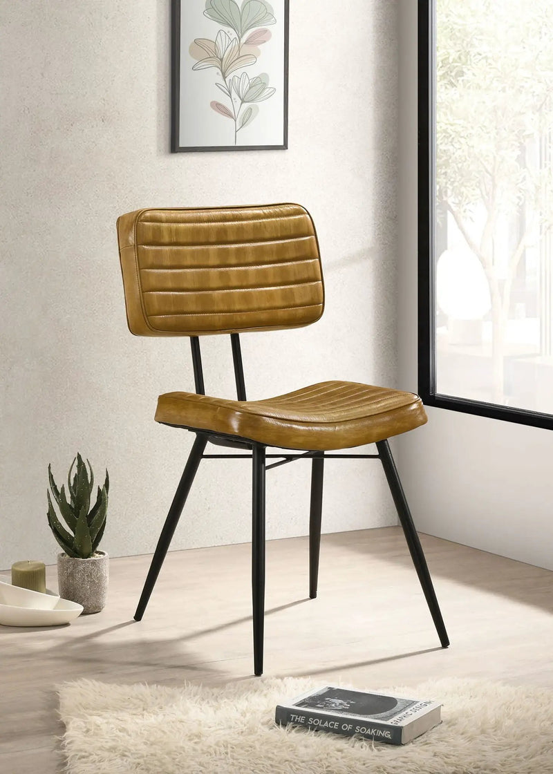 Misty Leather Upholstered Dining Side Chair Camel (Set of 2) by Unique Piece Furniture