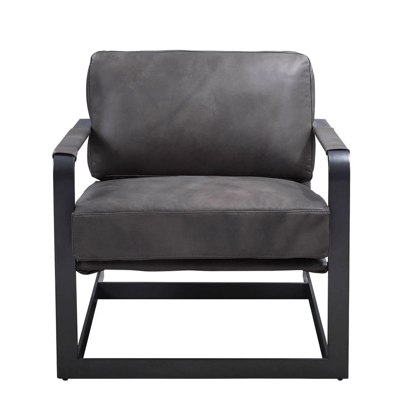 Locnos - Accent Chair - Gray Top Grain Leather & Black by Unique Piece Furniture