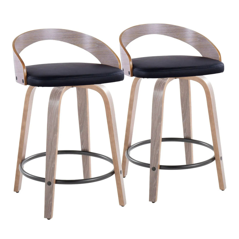 Grotto - Contemporary Fixed Height Counter Stool & Swivel With Round Footrest (Set of 2) by HouseOfZazla