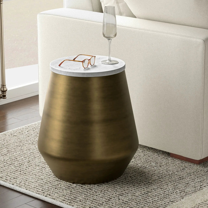 Benning - Side Table - Antique Brass / White by Unique Piece Furniture