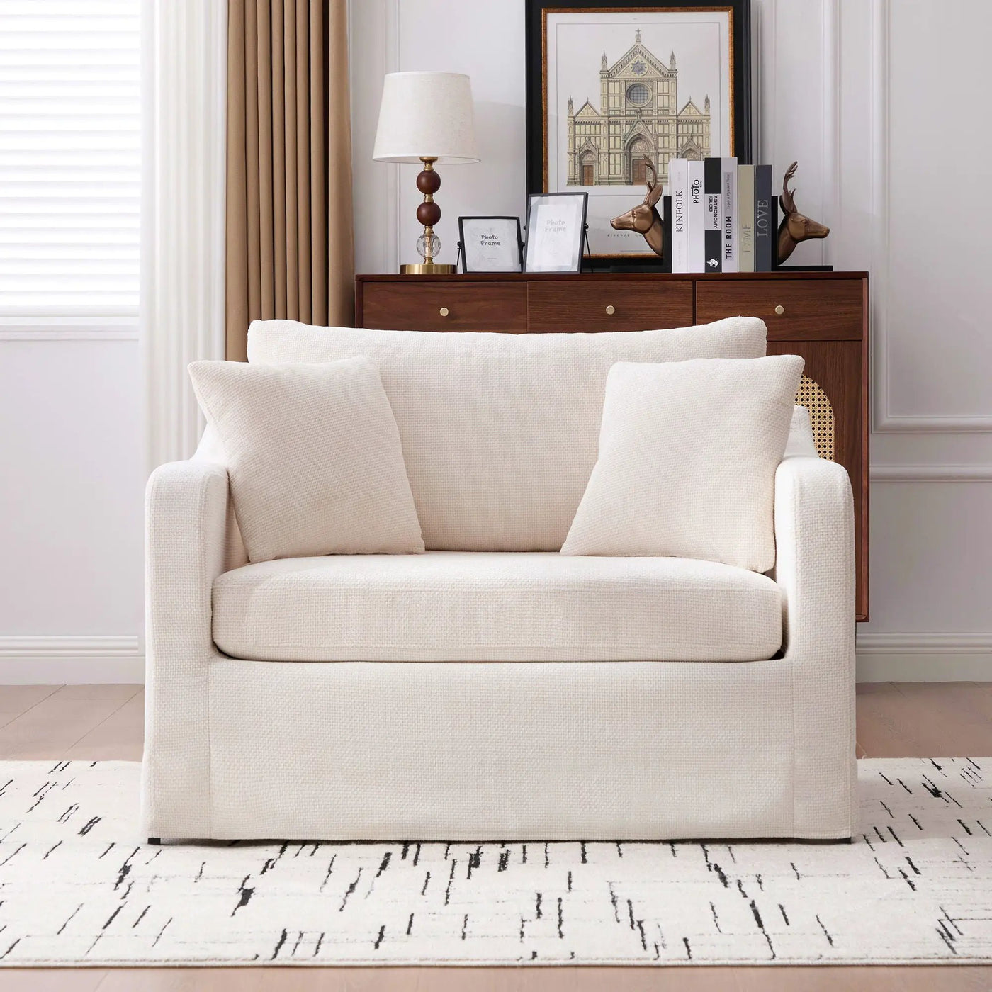 Farmhouse Accent Chair With 2 Bolster Pillows by Unique Piece Furniture