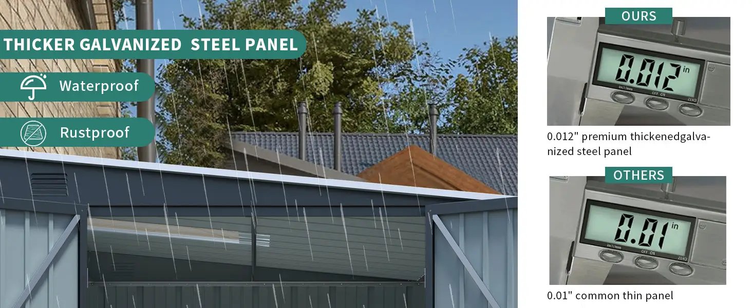 6x8FT Galvanized Steel Outdoor Storage Shed by HouseOfZazla