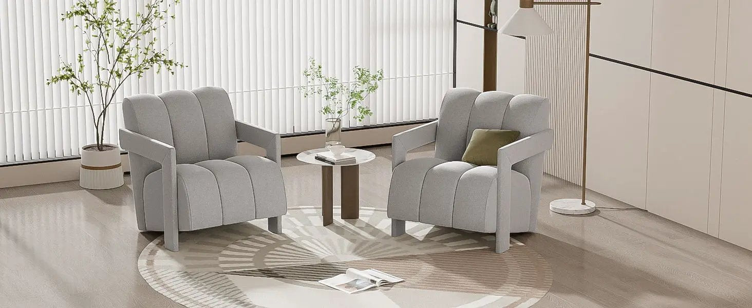 Modern Minimalist Leisure Armchair With L Shaped Armrests by HouseOfZazla