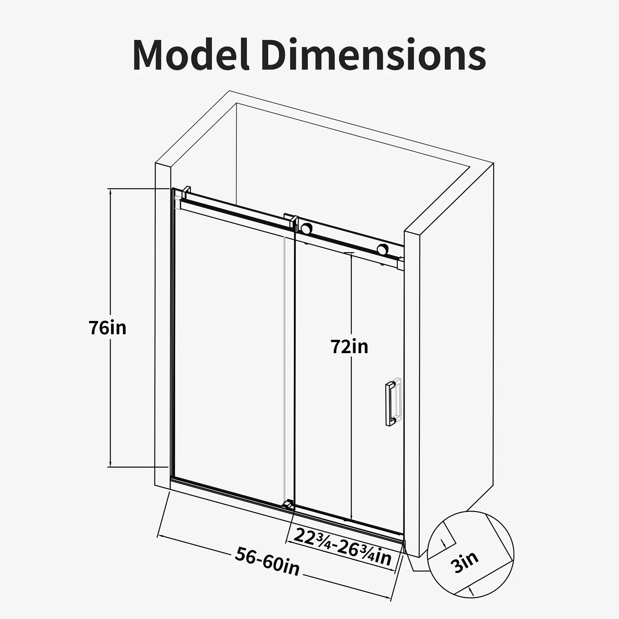 56-60" W x 76" H Frameless Single Sliding Soft-Close Shower Door by HouseOfZazla