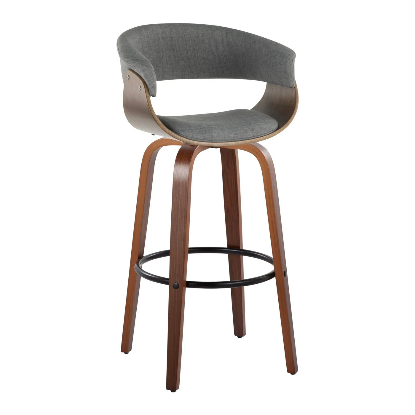 Vintage Mod - Mid Century Modern Fixed Height Barstool With Swivel & Round Footrest (Set of 2) by HouseOfZazla