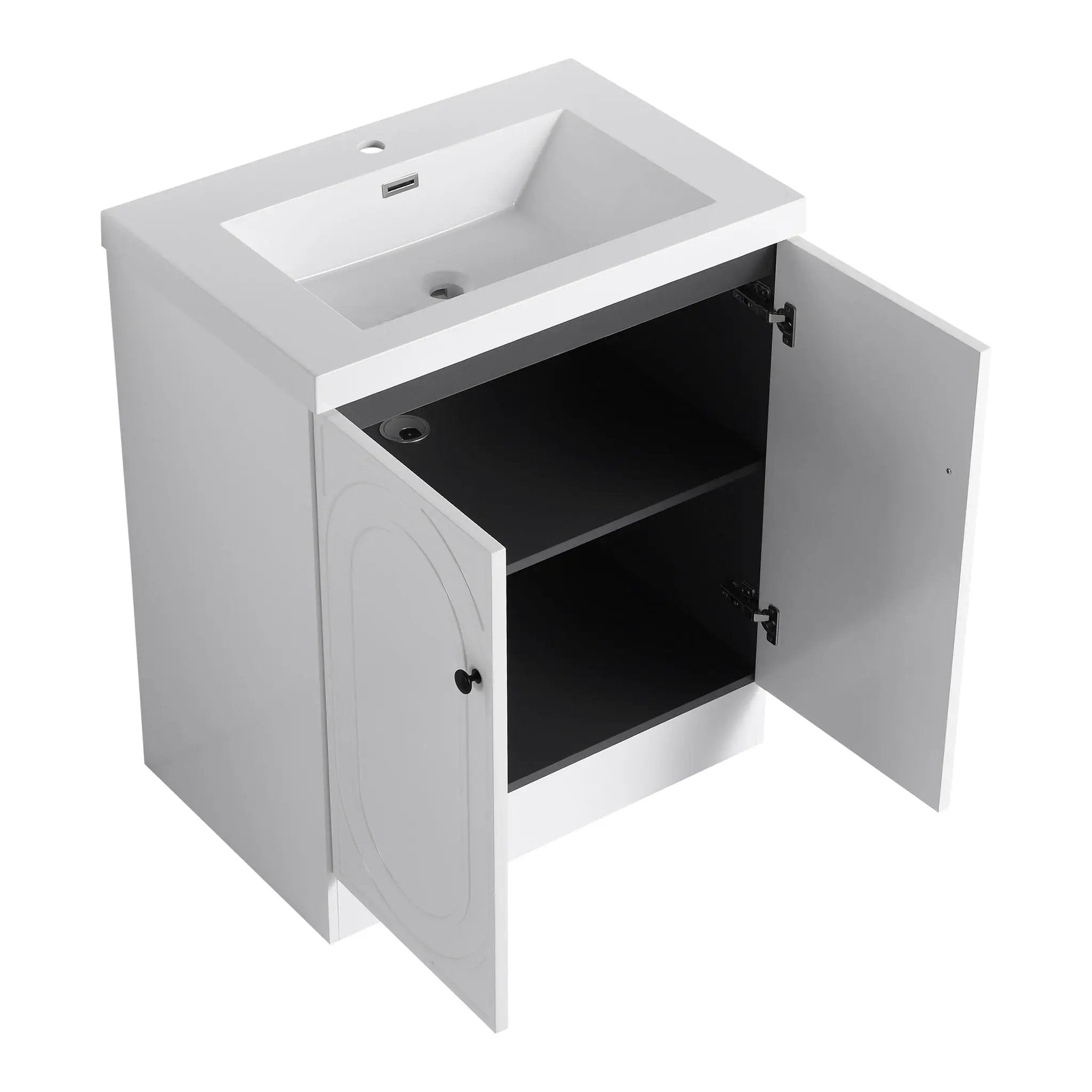 Contemporary Freestanding Bathroom Vanity With Resin Sink & Soft-Close Cabinet Doors by HouseOfZazla