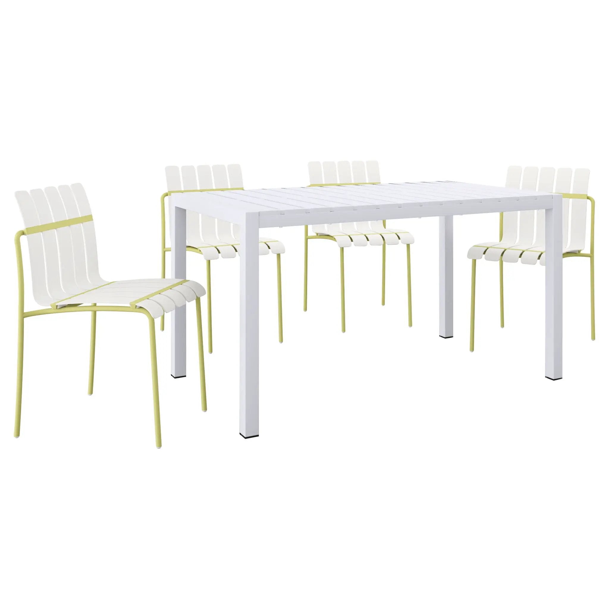 4 Piece Set Of Modern Color Block Designed Single Chairs With Long Table by HouseOfZazla