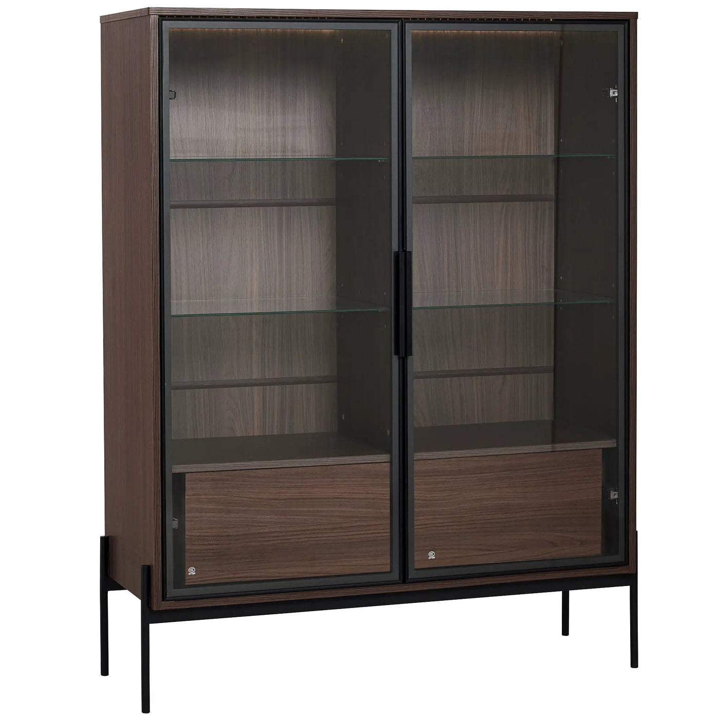 Modern Minimalist Style LED Curio Cabinet With Tempered Glass Door, Metal Legs by HouseOfZazla