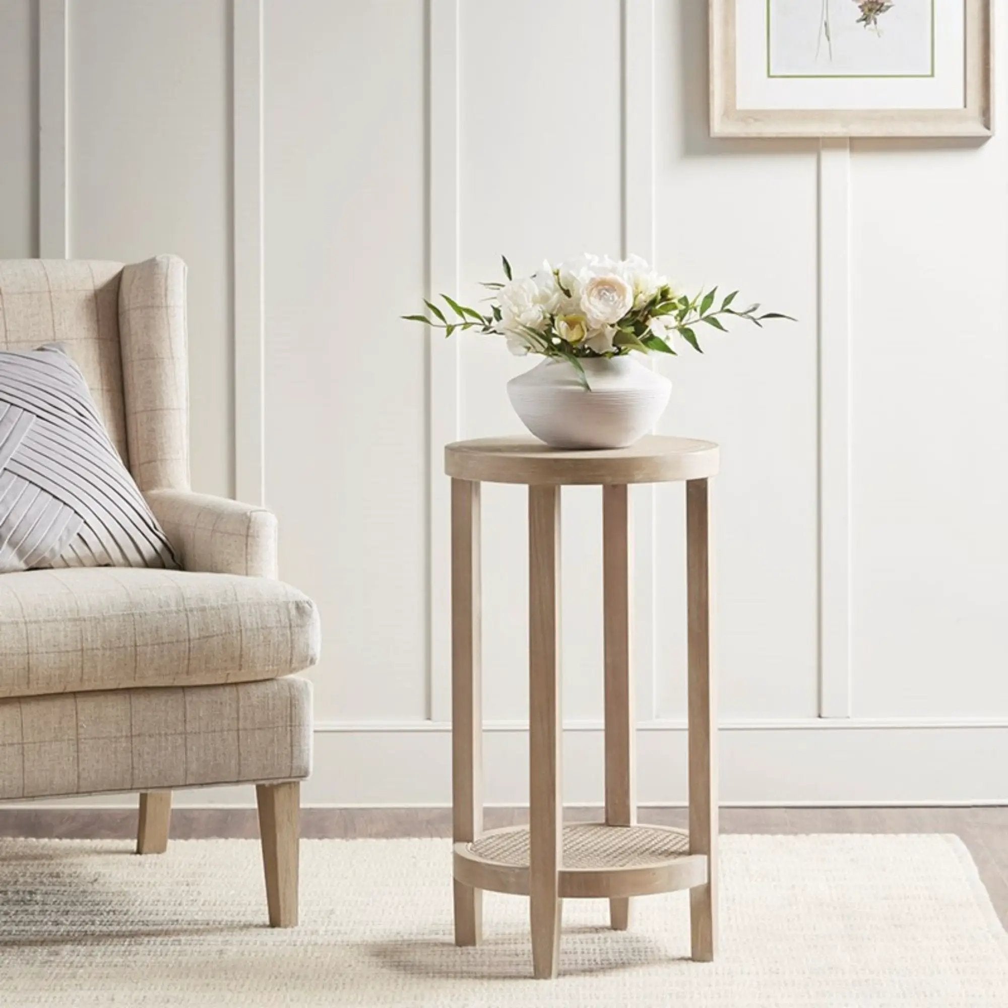 Bedford - Round Accent Table - Reclaimed Wheat by HouseOfZazla