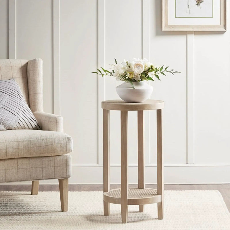 Bedford - Round Accent Table - Reclaimed Wheat by HouseOfZazla