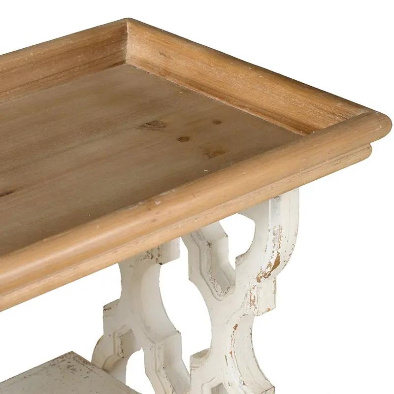 Distressed Wood Shelf Tray, French Country Console Table - Brown / Antique White by HouseOfZazla