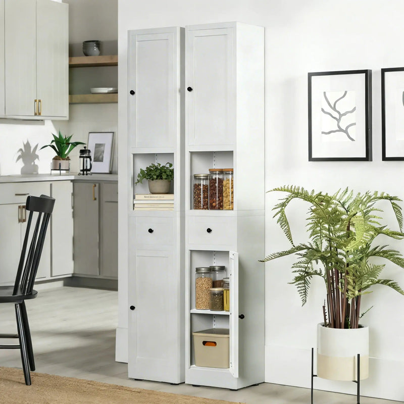 Tall Narrow Bathroom Cabinet With 5-Tier Storage, Adjustable Shelves, Freestanding - White by HouseOfZazla