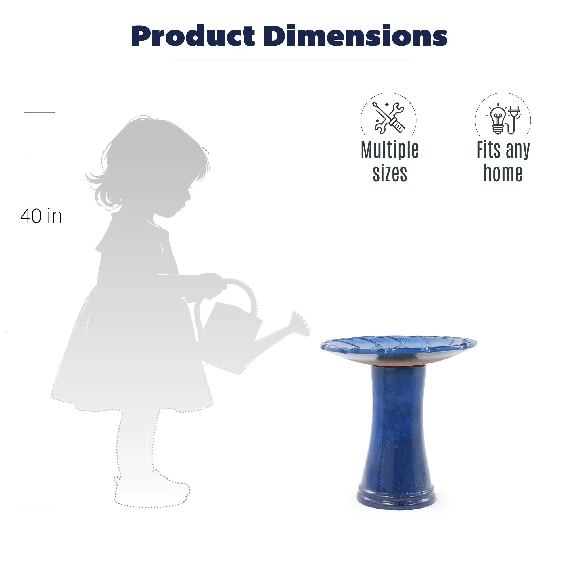 Handmade Glazed Ceramic Bird Bath, Sapphire by HouseOfZazla