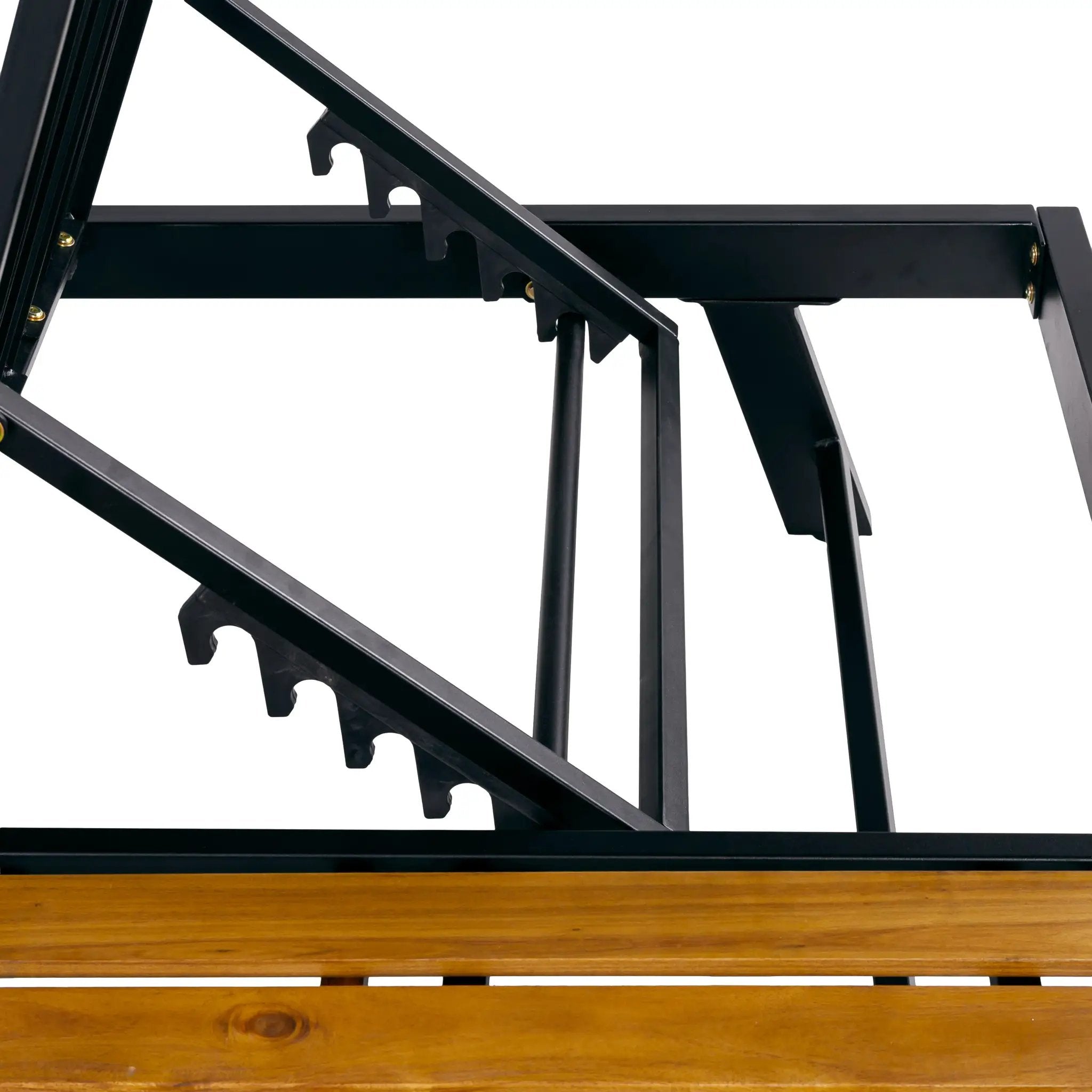 Black Iron + Teak Finish Wood Chaise Lounge Frame by HouseOfZazla