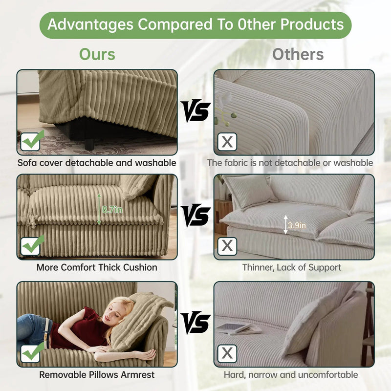 Modern 3 Seater Slipcovered Sofa with Suppleness Armrests by HouseOfZazla