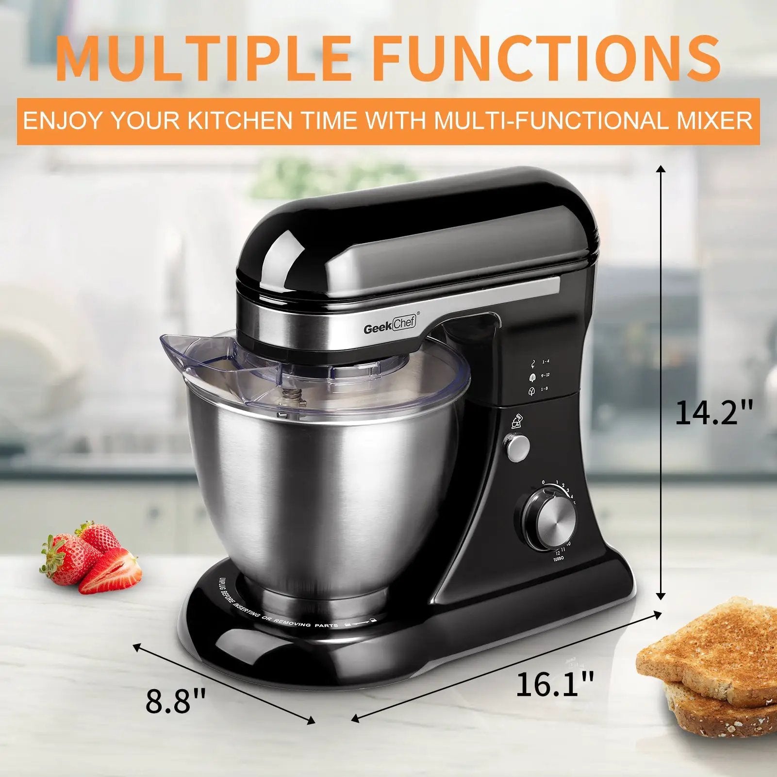 Geek Chef Electric Stand Mixer, 4.8QT 12 Speeds Tilt-Head Food Mixer by HouseOfZazla