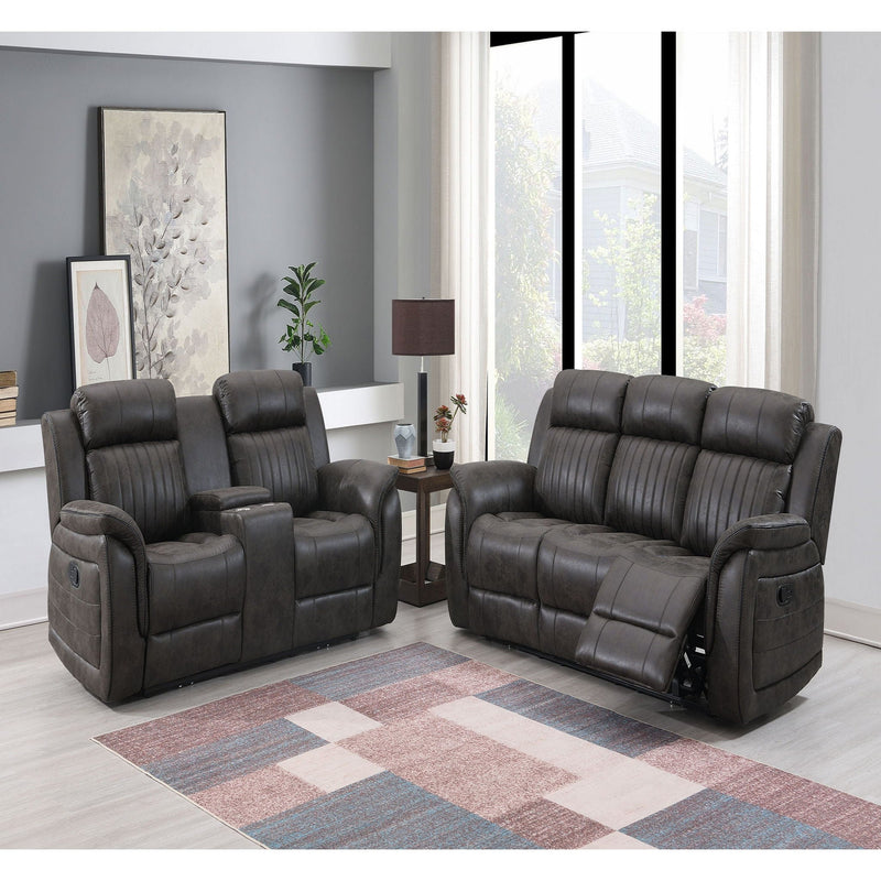 Gray Reclining Sofa with Plush Cushions - 100% Polyester Fabric, photo 4 of 5