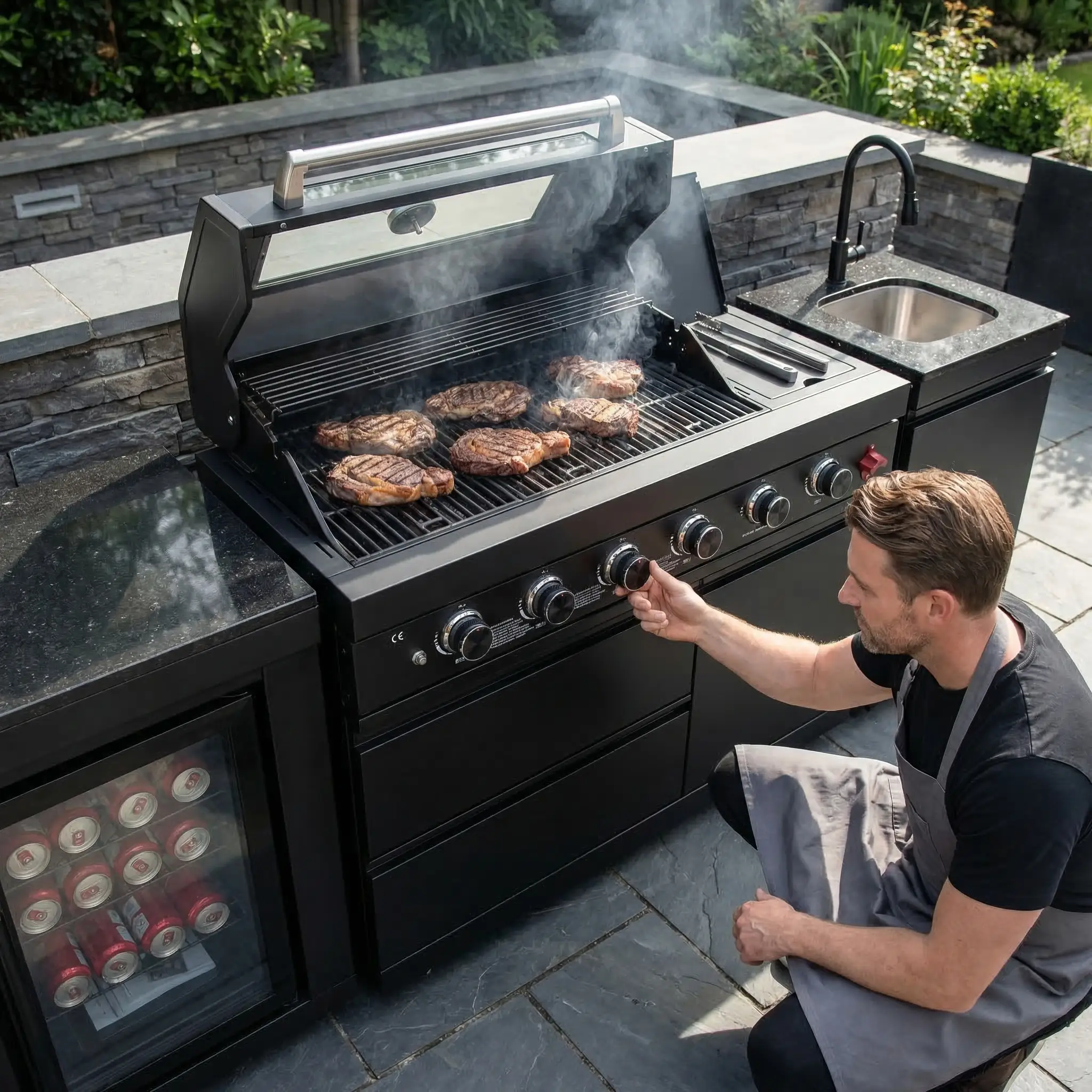 4-Burner 72000 BTU Deluxe Stainless Steel Propane Gas Outdoor Kitchen by HouseOfZazla