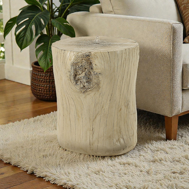 Brown Fiber Concrete Accent Table with Engineered Stone – Modern Rustic, photo 3 of 4