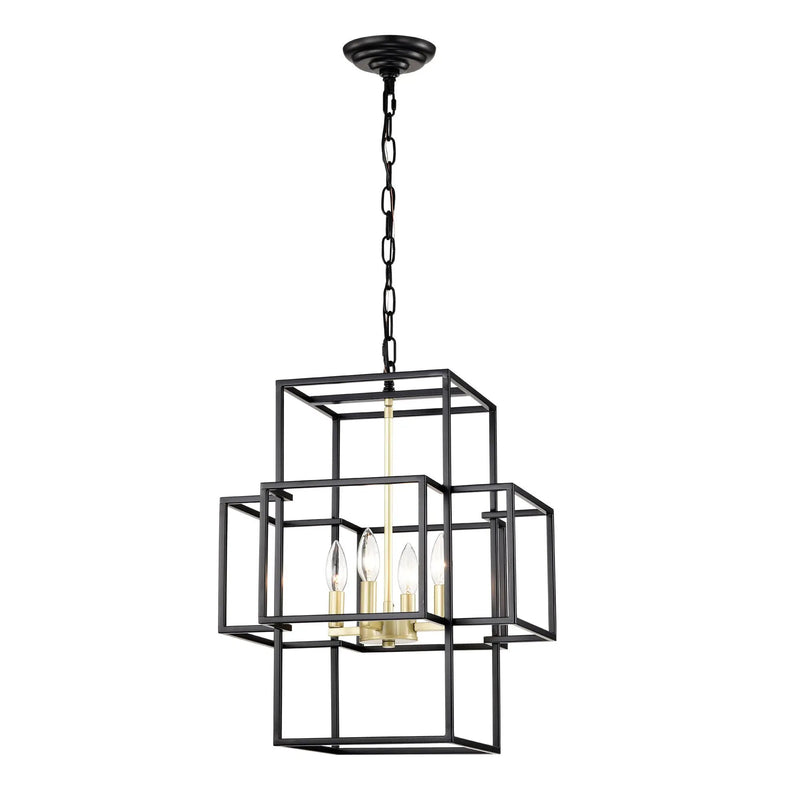 4 Light Metal Lantern Tiered Pendant Hanging Light Fixtures, Industrial Farmhouse Adjustable Height Chandeliers For Dining Room Hallway Foyer Entryway (E12 Bulbs Not Included) by Unique Piece Furniture