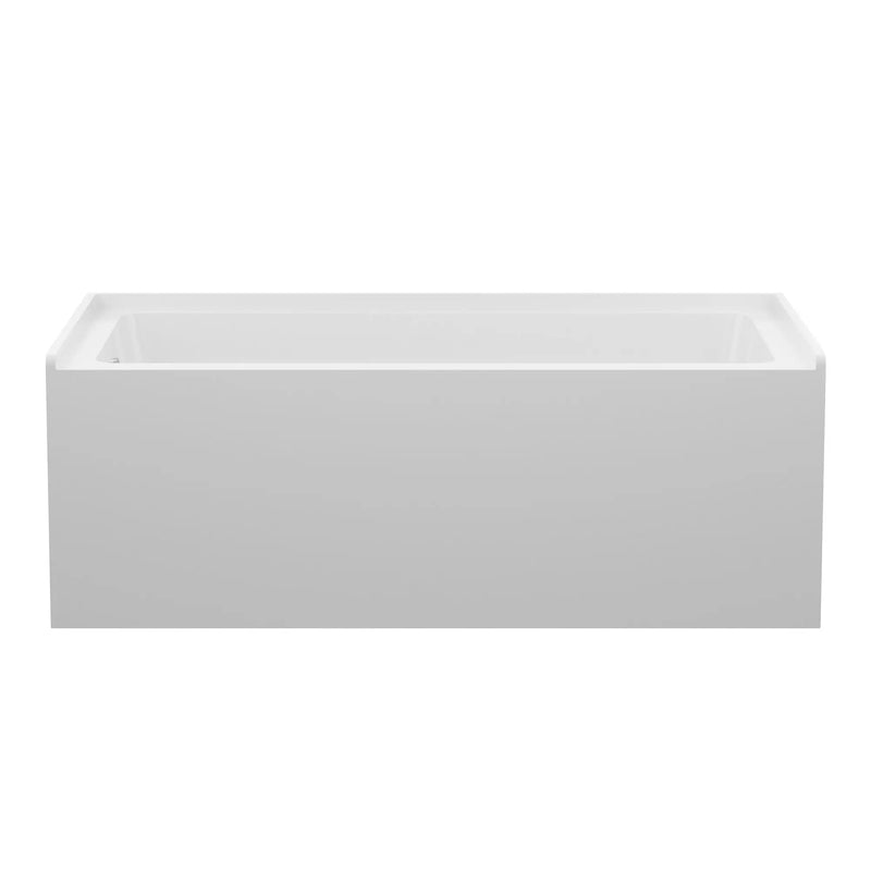 Alcove Soaking Bathtub With Skirt - Back-To-Wall Design, Compact - Glossy White by HouseOfZazla