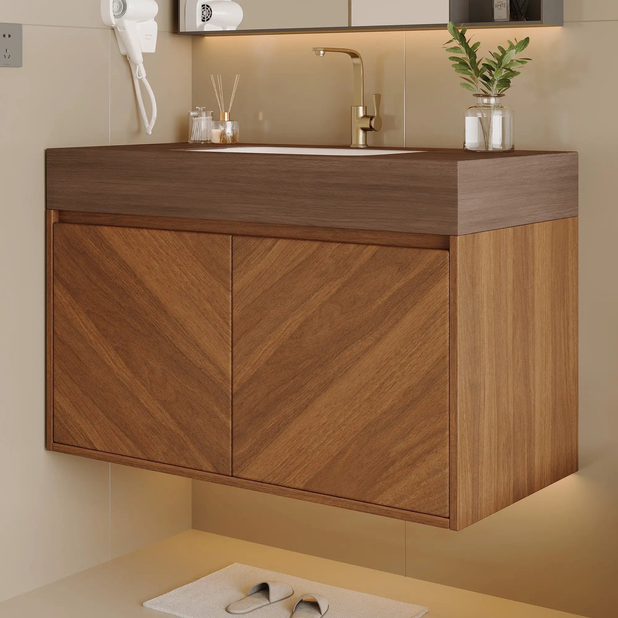 30" Modern Wall-Mounted Bathroom Vanity with Ceramic Sink by HouseOfZazla