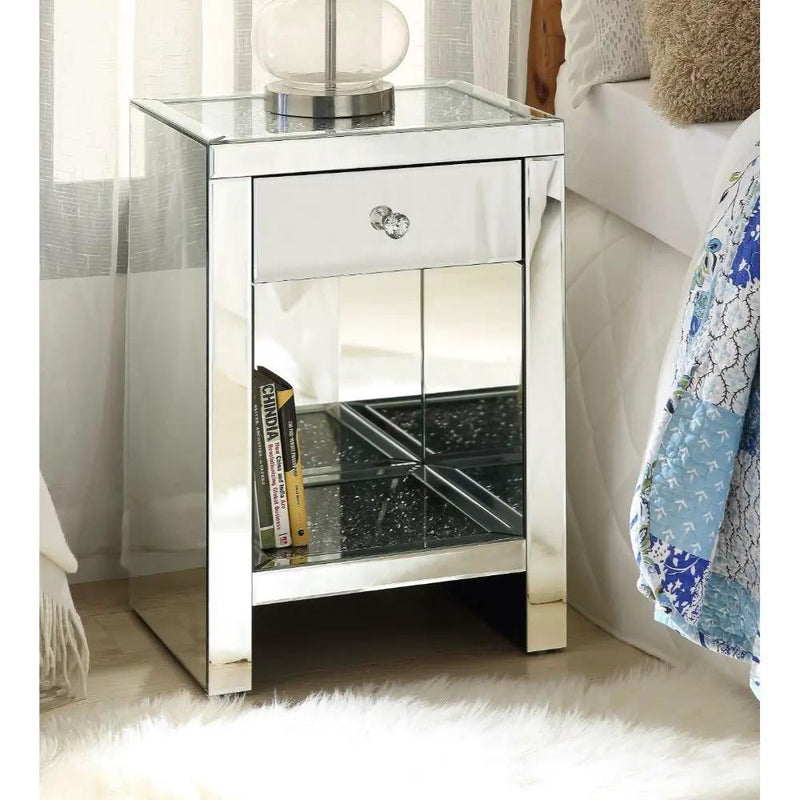 Noralie - 26"H Accent Table - Mirrored & Faux Diamonds by Unique Piece Furniture