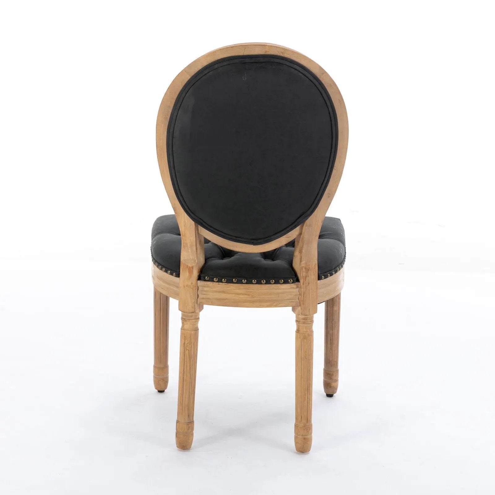 French Style Solid Wood Frame Antique Painting, Hand-Pulled Buckle Decoration Artificial Dining Chair With Nailhead Trim, Wood Legs by HouseOfZazla