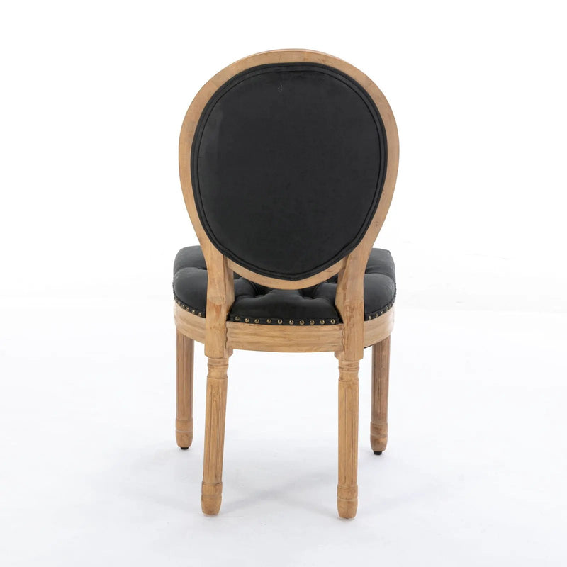 French Style Solid Wood Frame Antique Painting, Hand-Pulled Buckle Decoration Artificial Dining Chair With Nailhead Trim, Wood Legs by HouseOfZazla