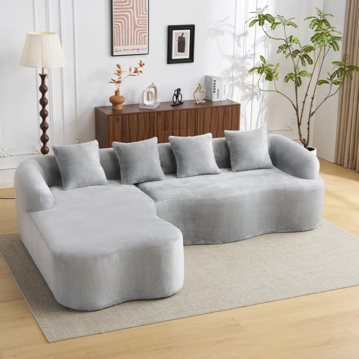 Modular L-Shape Sectional Sofa With Curved Chaise by HouseOfZazla