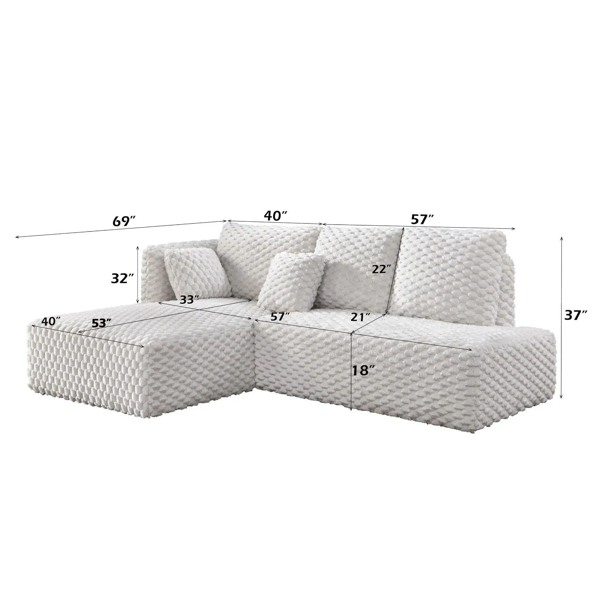 Manya - Sectional Sofa - Ivory by HouseOfZazla
