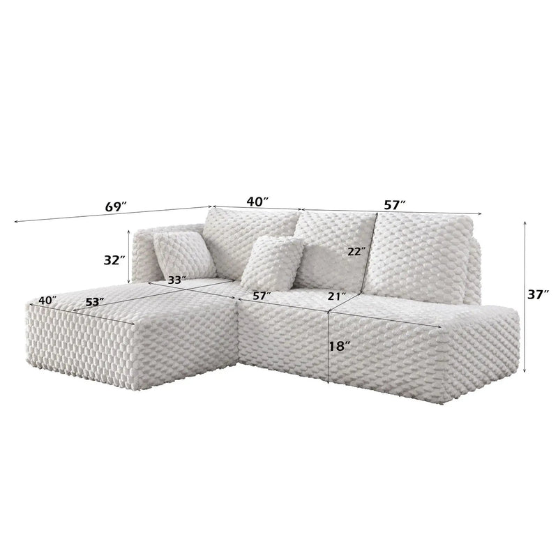 Manya - Sectional Sofa - Ivory by HouseOfZazla