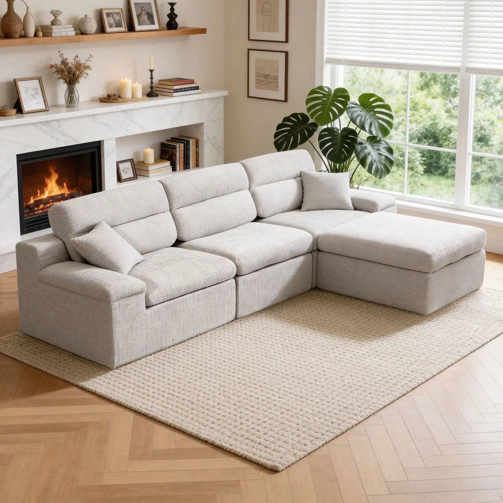 Corner Chaise Sofa With High Backrest by Unique Piece Furniture