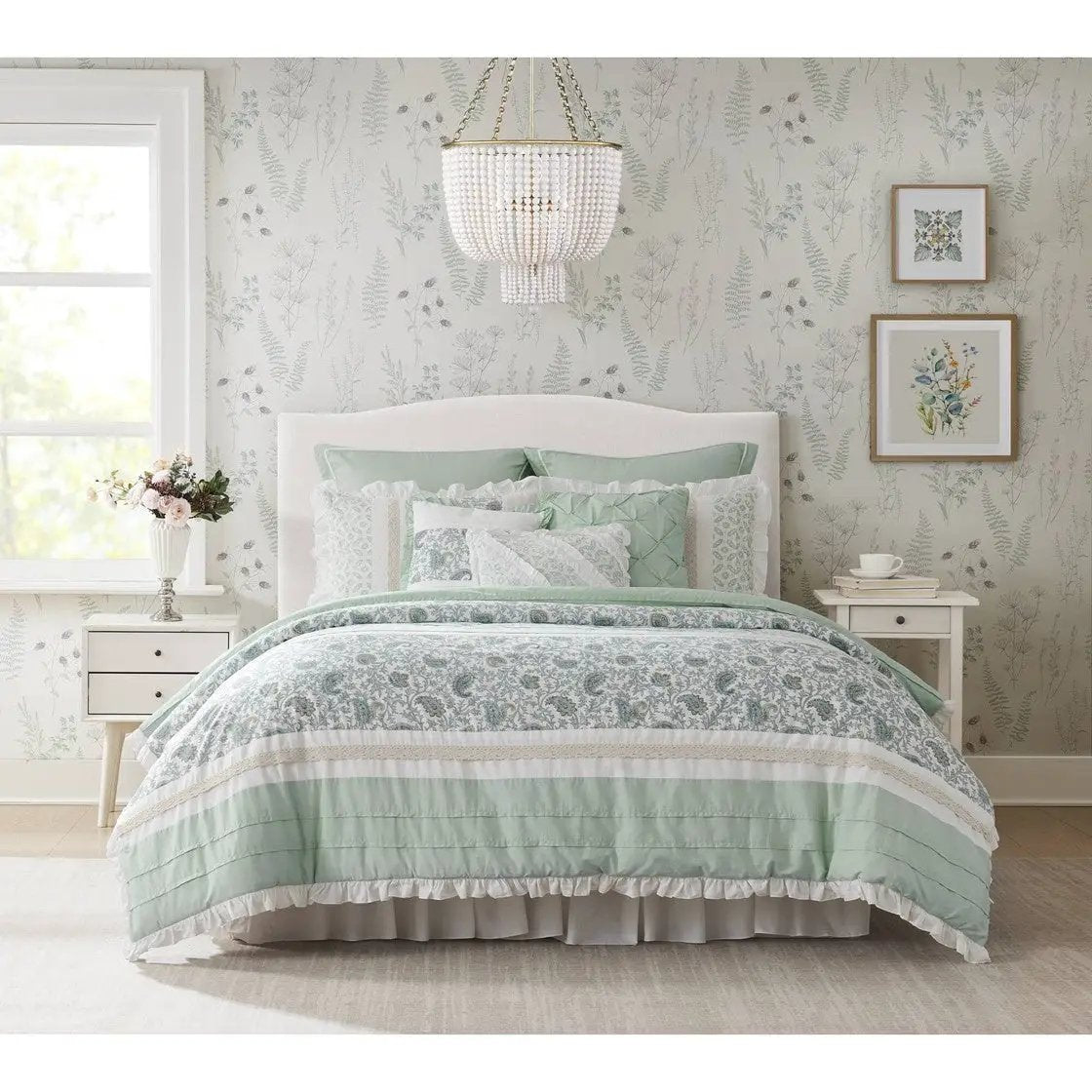 9 Piece Cotton Percale Comforter Set Aqua by HouseOfZazla