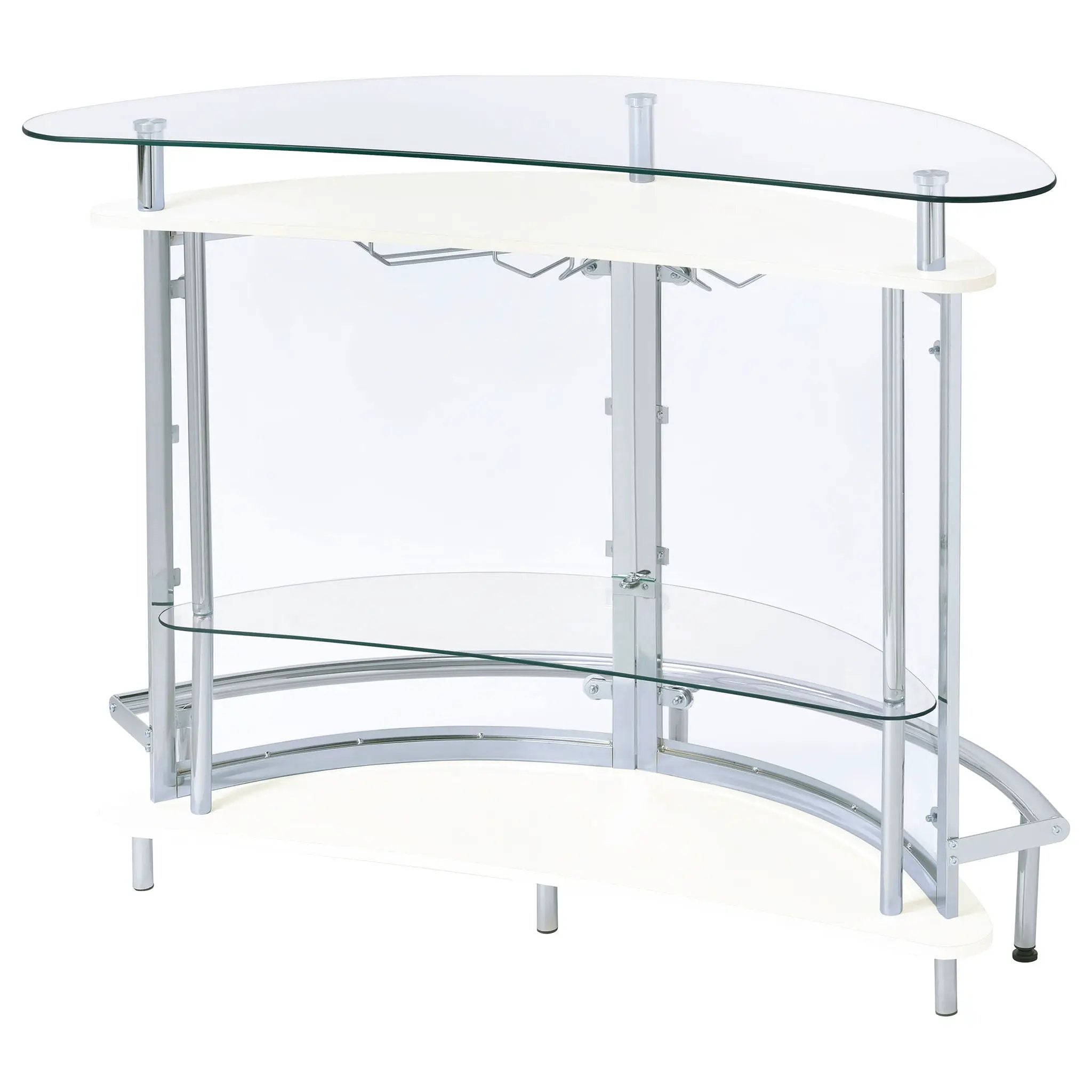 Strick - Freestanding Glass Top Home Bar Wine Cabinet - White by HouseOfZazla