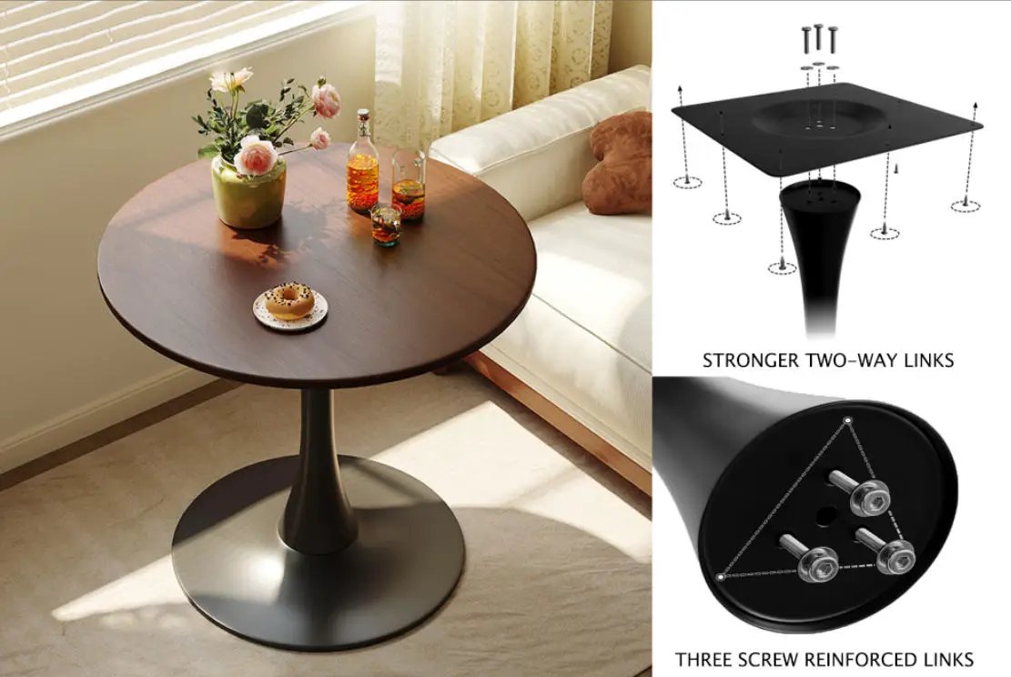 Walnut Color Round Dining Table - Modern Design by HouseOfZazla