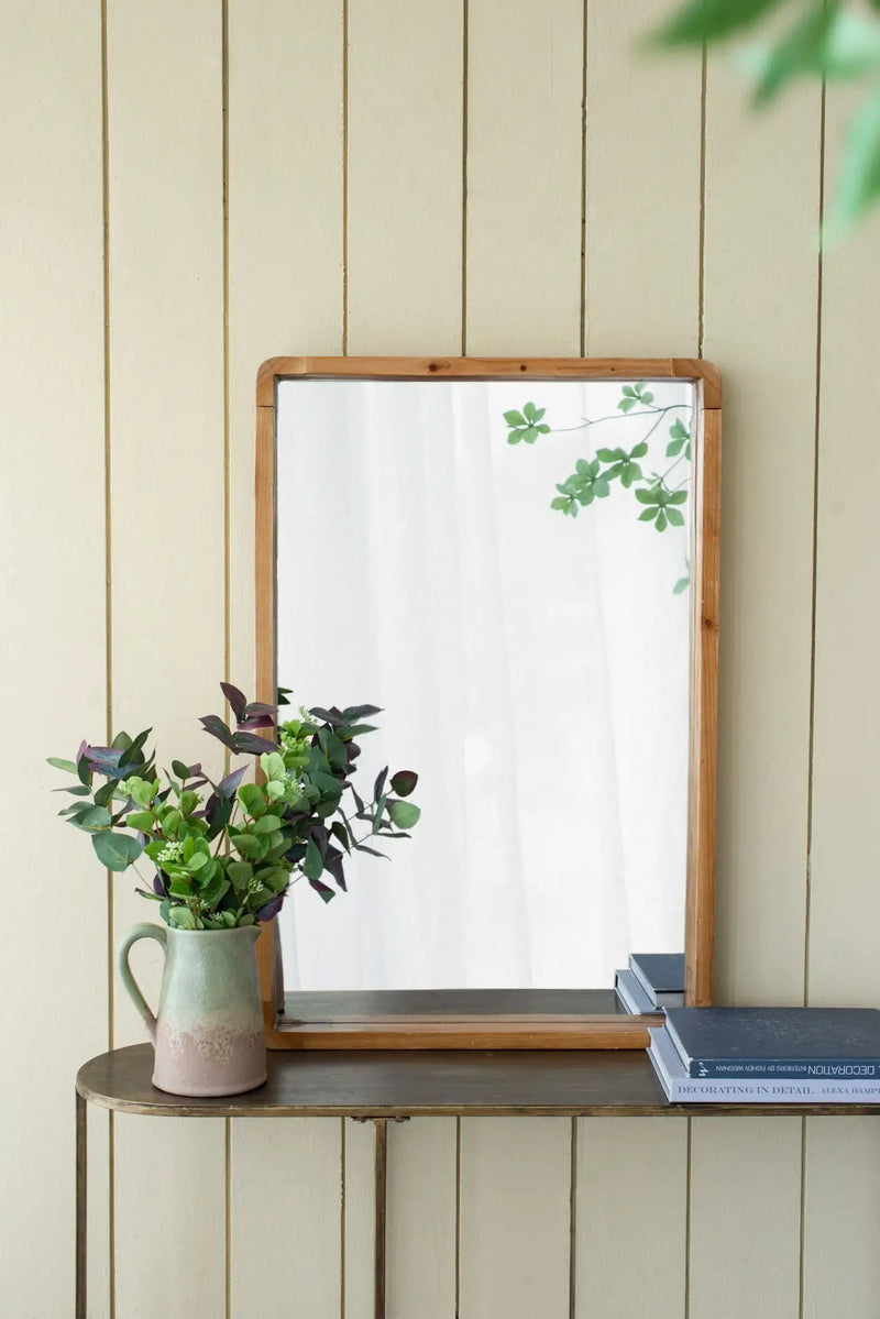Rectangle Wood Mirror, Farmhouse Wall Decor For Living Room Bedroom Entryway - Brown by HouseOfZazla