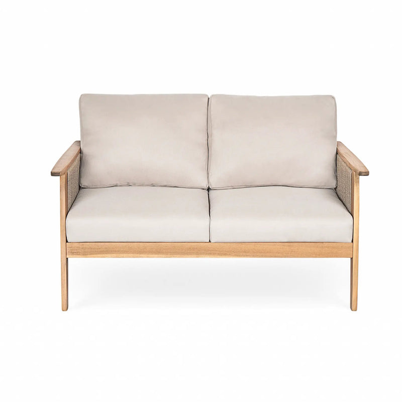 Outdoor 4pc Acacia Wood and Rope Sectional Patio Sofa Set by HouseOfZazla