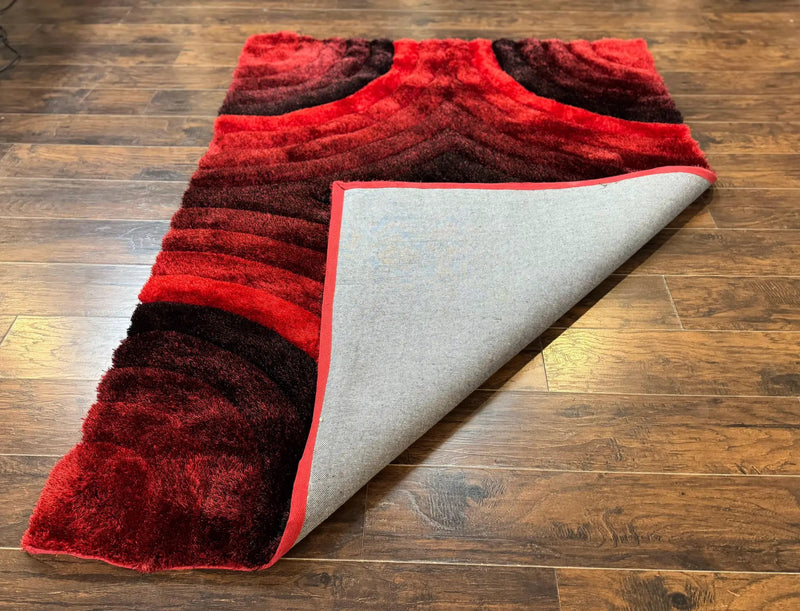 Red and Black Shag Rug 5x7, Pair A by Jewel Rugs