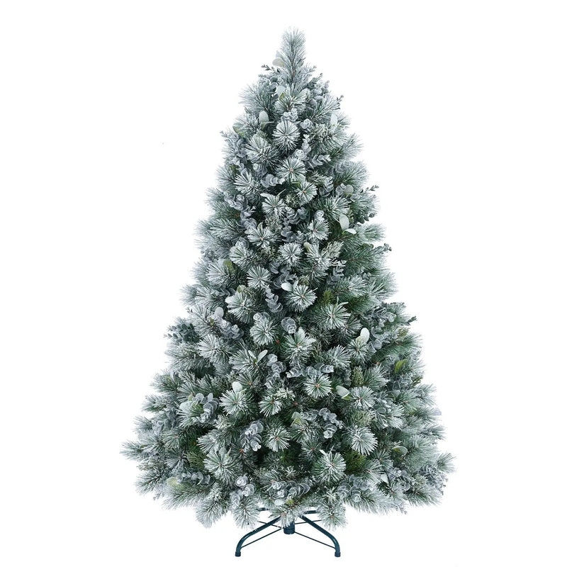 4FT Flocked Christmas Tree with Pine Needles & Eucalyptus Leaves by HouseOfZazla