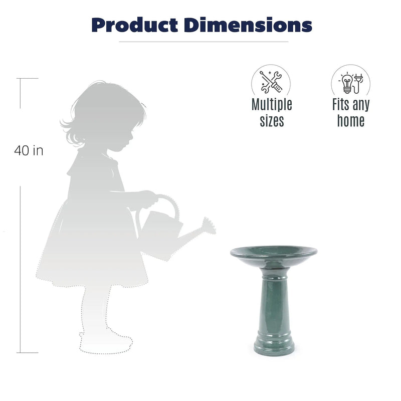 Ceramic Pedestal Bird Bath for Outdoor Garden by HouseOfZazla