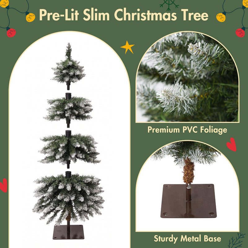 Pre-Lit Snow Flocked Pencil Christmas Tree Set - White (3-Pack), photo 5 of 10