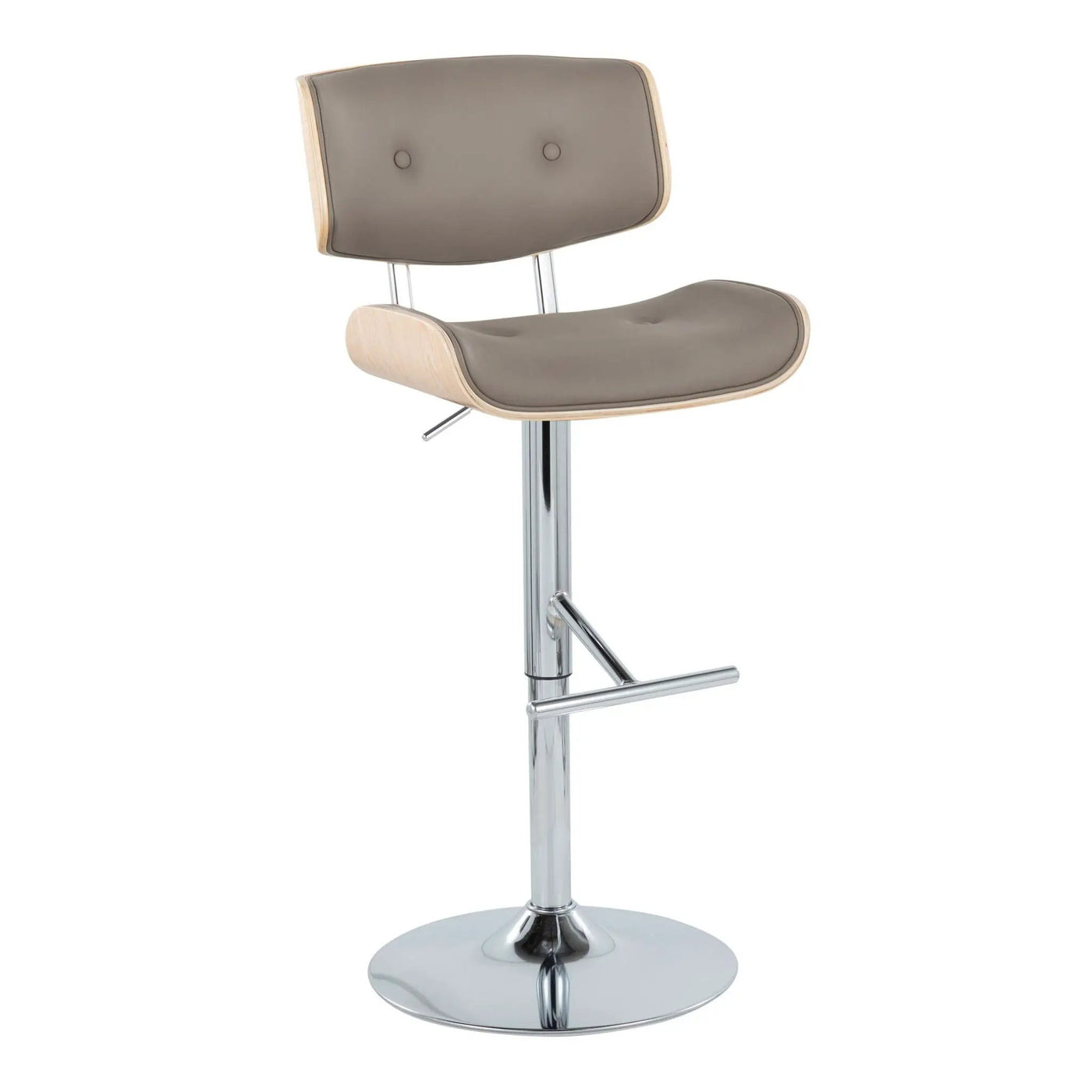 Lombardi - Contemporary Adjustable Barstool With Swivel With Straight T Footrest (Set of 2) by HouseOfZazla