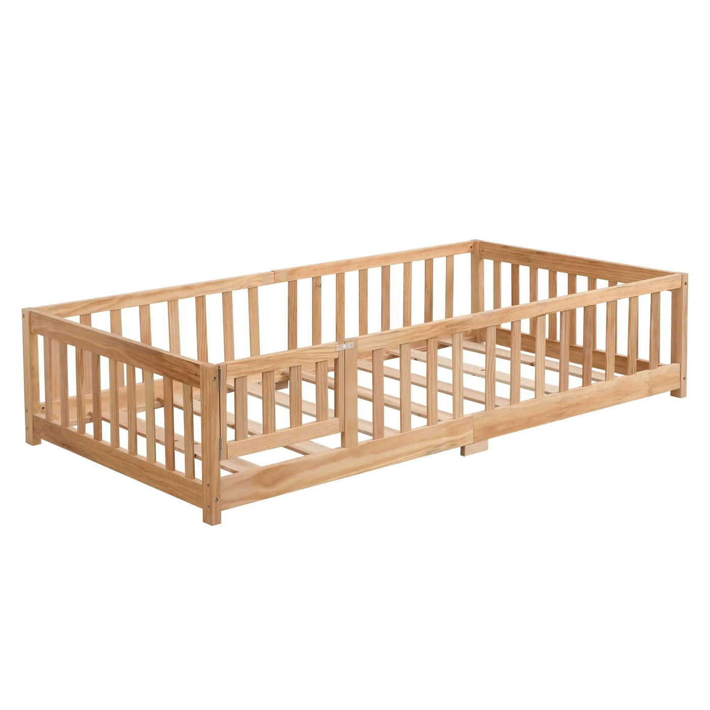 Solid Wood Floor Bed With Door And Fence For Children by HouseOfZazla